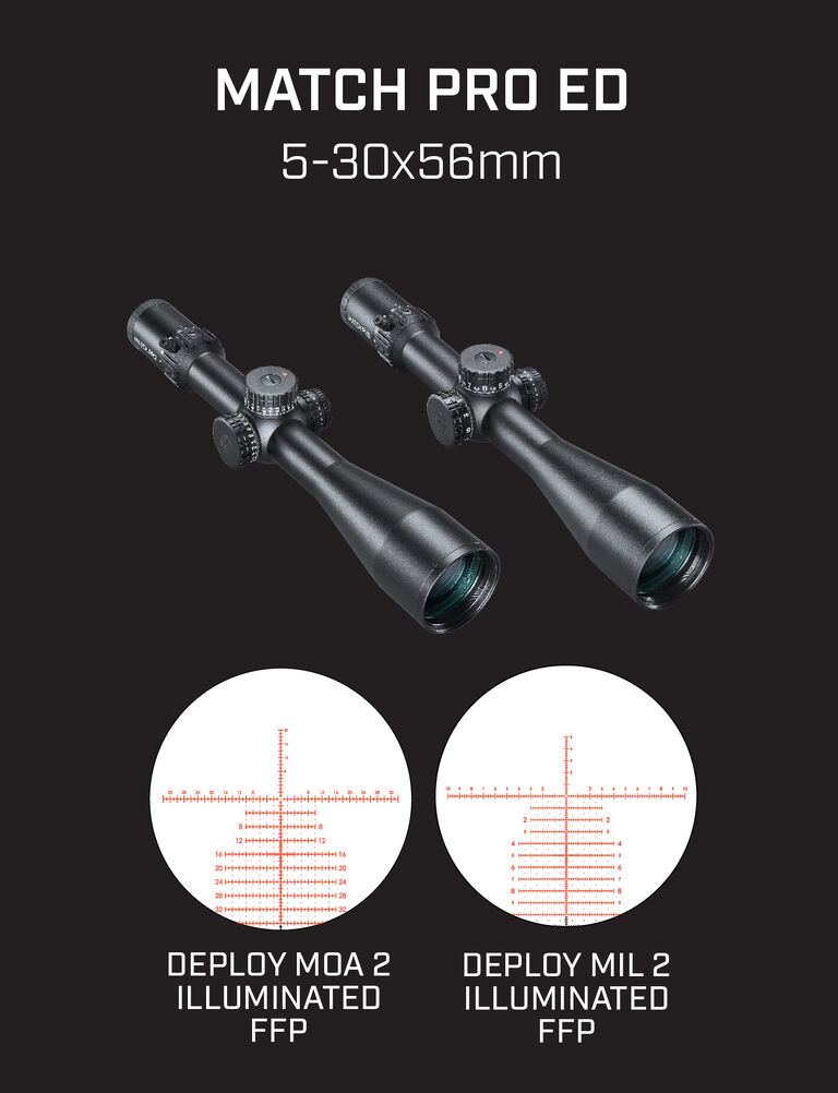 Match Pro ED MOA Riflescope on dark background