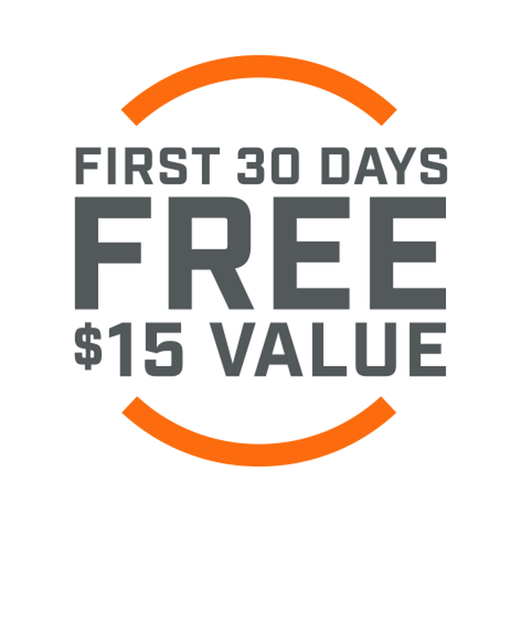 First 30 Days Free $15 Value icon graphic on transparent background